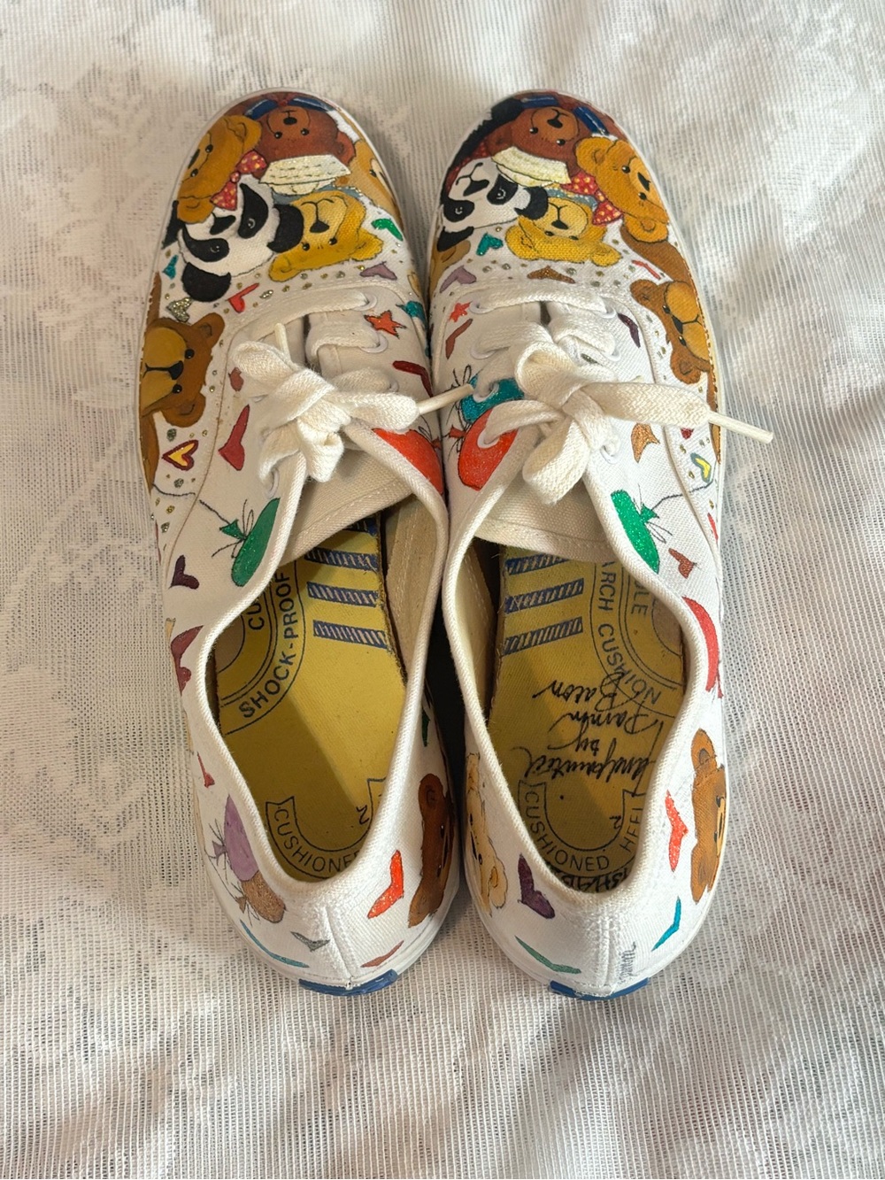 Vintage Women’s Keds canvas sneakers-custom hand-painted teddy bears & panda 8.5